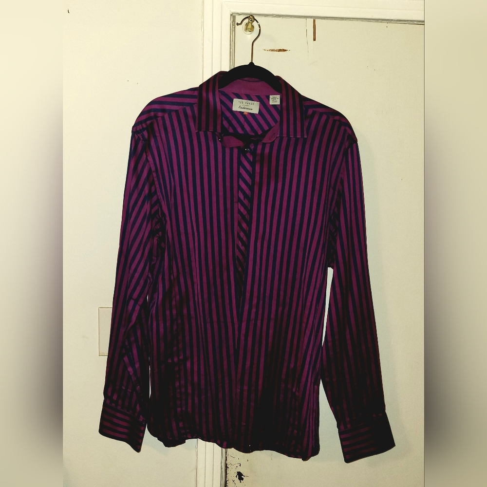 Ted Baker Purple Striped Men's Shirt Size 16.5